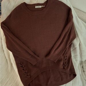 Blu Pepper Brown Knit Sweater with Side Accents